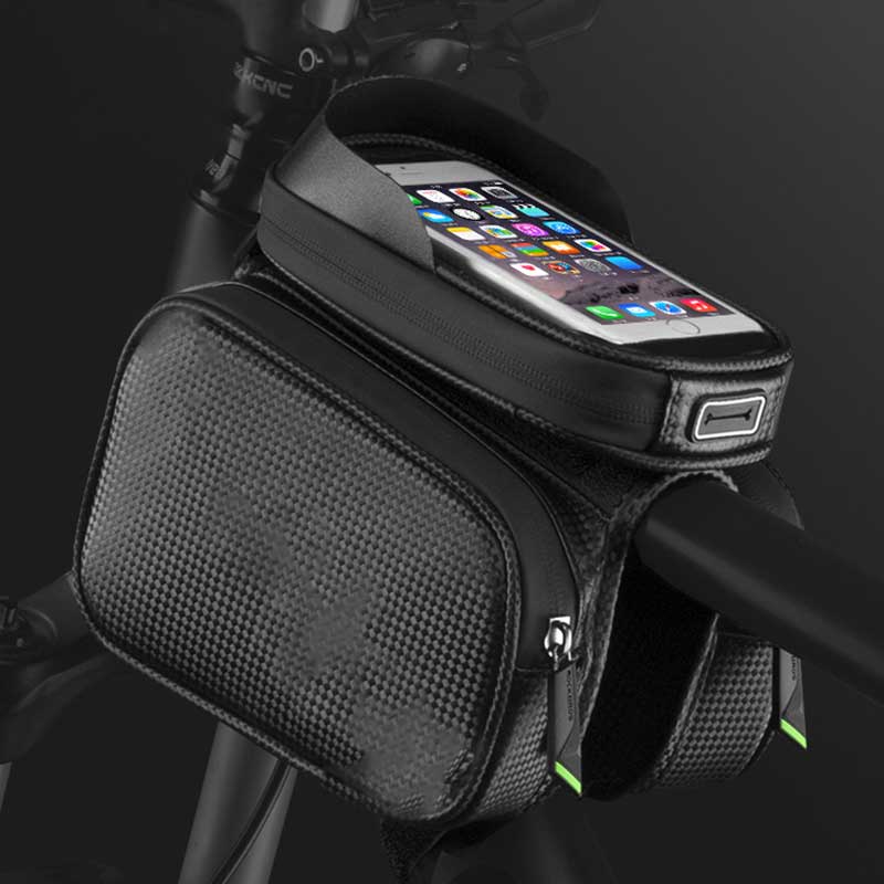 Wasserdichte Oberrohr-Tasche für Smartphones mit Touchscreen & reflektierender Sicherheit – Große Kapazität Fahrradgepäckträgertasche für E-Bikes, MTB & Pendler