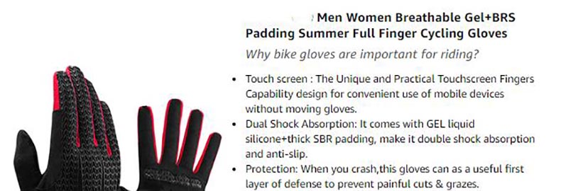 Premium Touch Screen Anti-Rutsch-Fahrradhandschuhe mit Gel gepolsterter Stoßdämpfung – 9-teiliger Komfortschnitt für Damen & Herren - Glove - 2